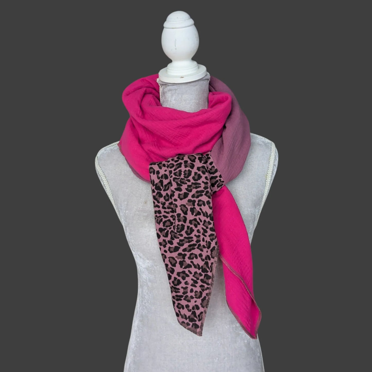 Musselin Halstuch - Leo Mauve-Mauve-Fuchsia