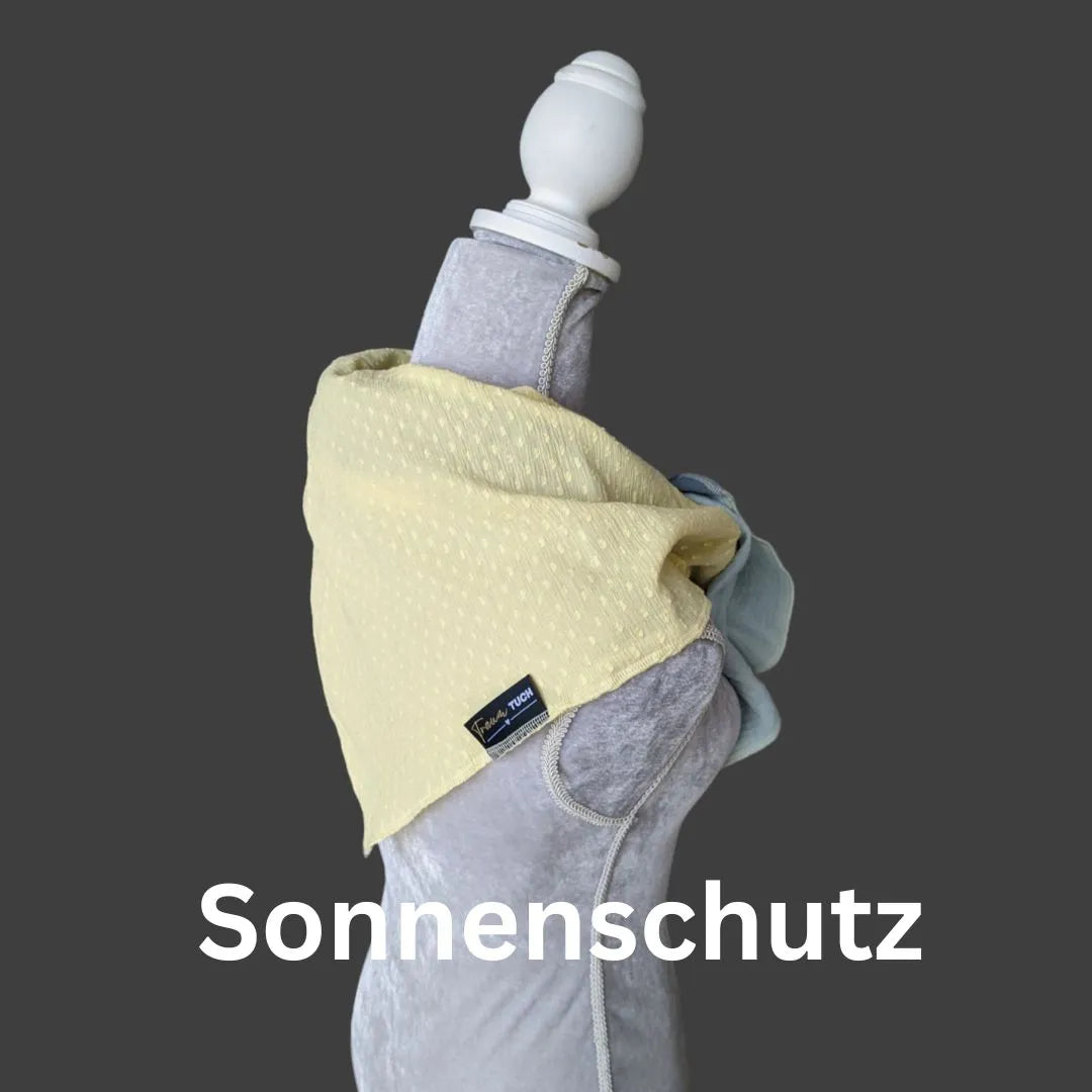 Sommer-Tuch - Gelb bestickt-Stahlblau-Mint