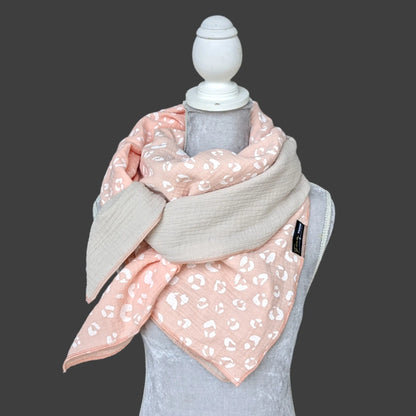 Musselin Halstuch - Beige-Leo Coral