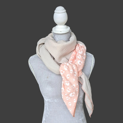 Musselin Halstuch - Beige-Leo Coral