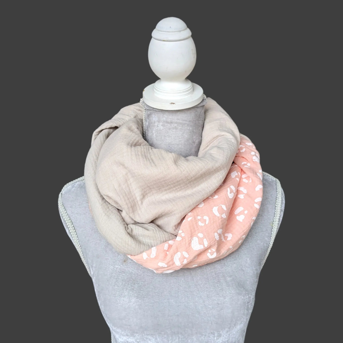 Musselin Halstuch - Beige-Leo Coral