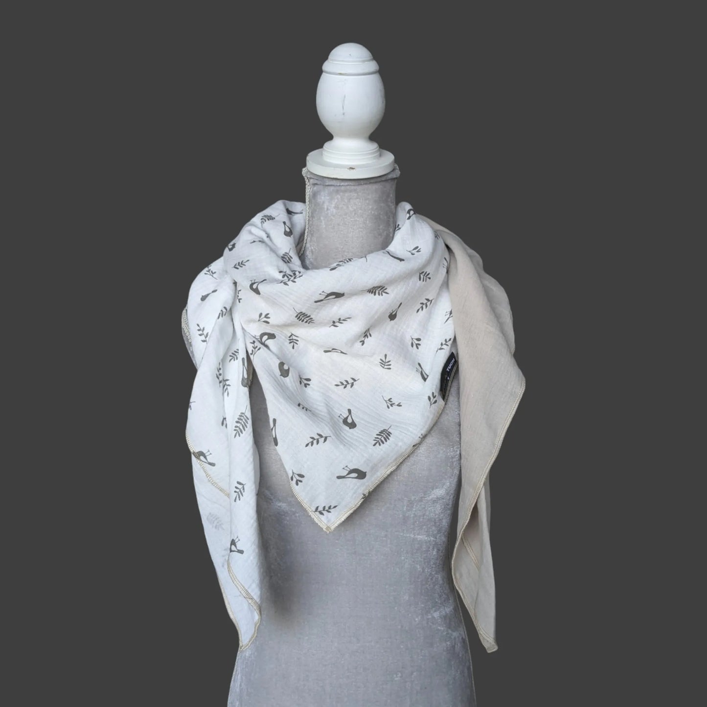 Musselin Halstuch - Vögel-Beige
