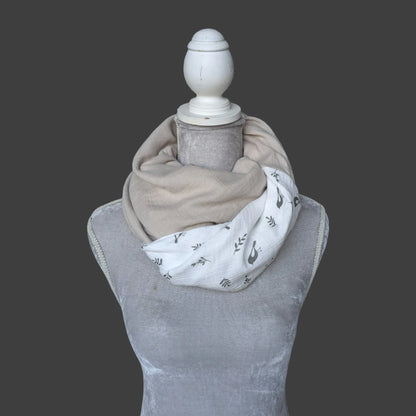 Musselin Halstuch - Vögel-Beige