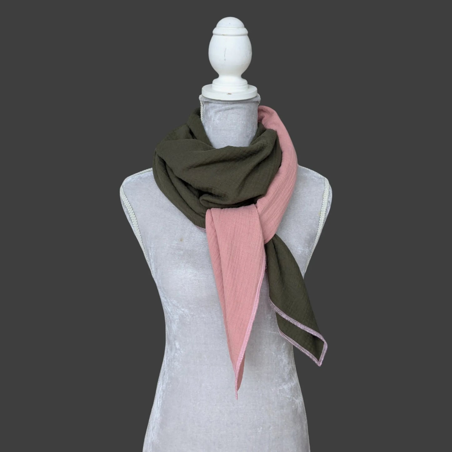 Musselin Halstuch - Hell Mauve-Khaki