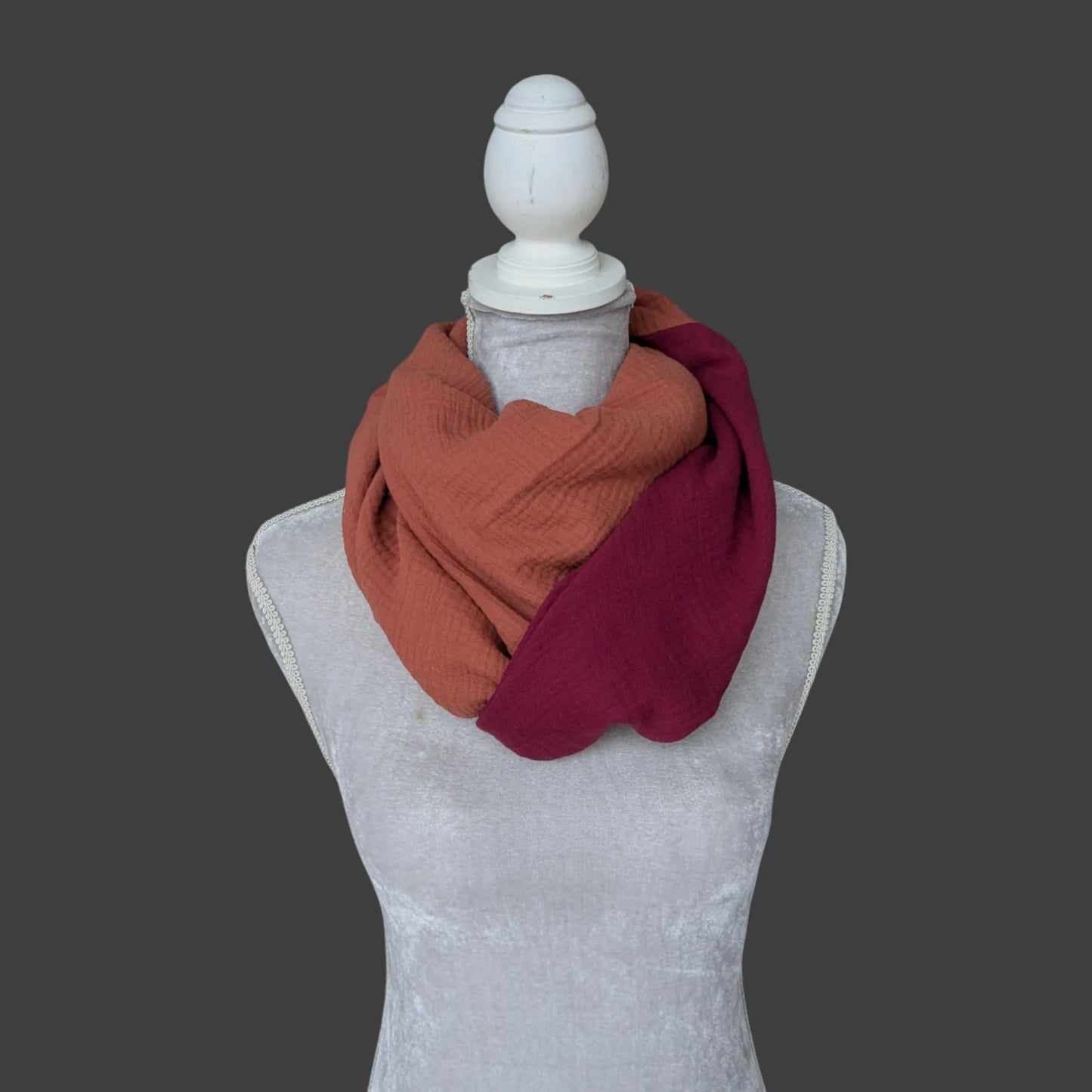 Musselin Halstuch - Weinrot-Rotes Holz