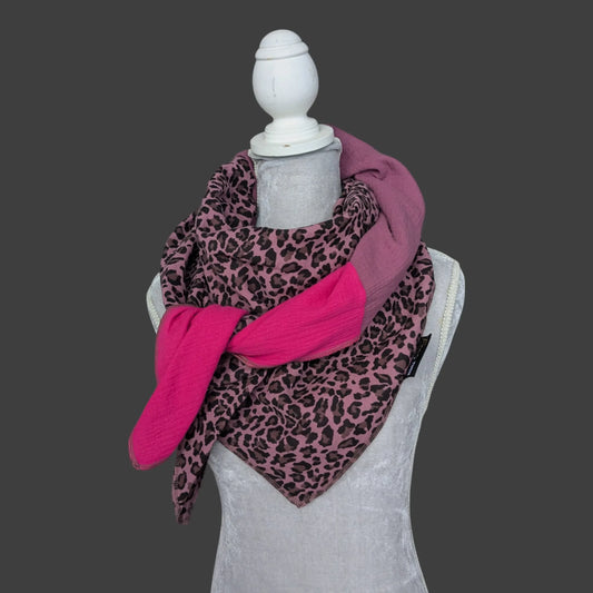 Musselin Halstuch - Leo Mauve-Mauve-Fuchsia