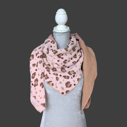 Musselin Halstuch - Leo Altrosa-Hell Mauve-Muskatnuss