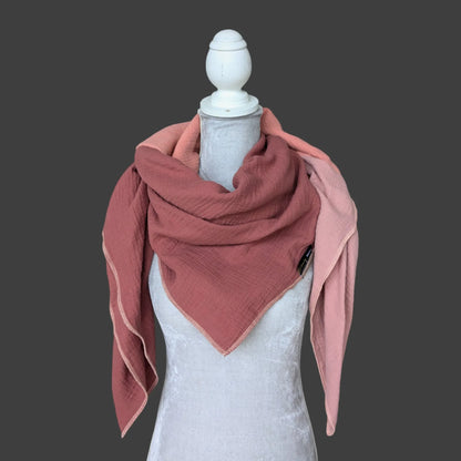 Musselin Halstuch - Ziegel-Coral-Hell Mauve