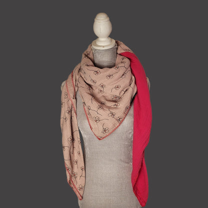 Musselin Halstuch - Blume -fuchsia
