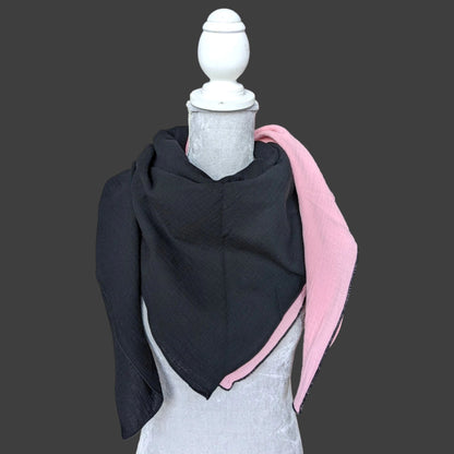 Musselin Halstuch Damen - Baby Rosa-Schwarz - Traum Tuch