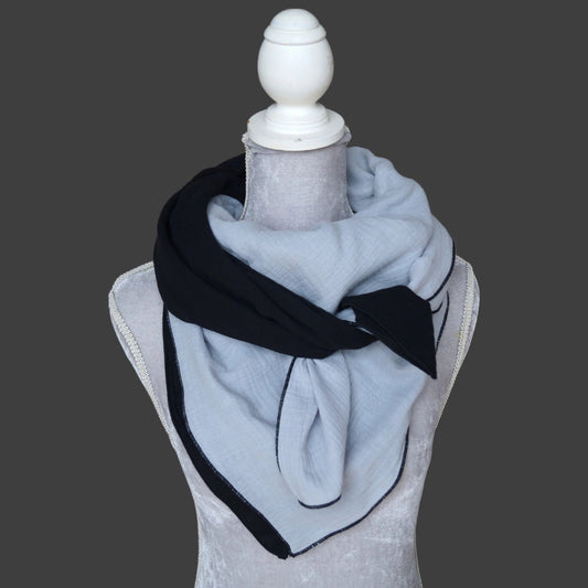 Musselin Halstuch Damen - Hell Grau-Schwarz - Traum Tuch