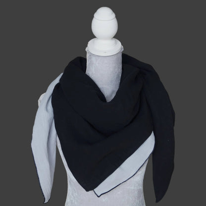 Musselin Halstuch Damen - Hell Grau-Schwarz - Traum Tuch