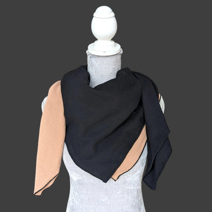 Musselin Halstuch Damen - Karamell-Schwarz - Traum Tuch
